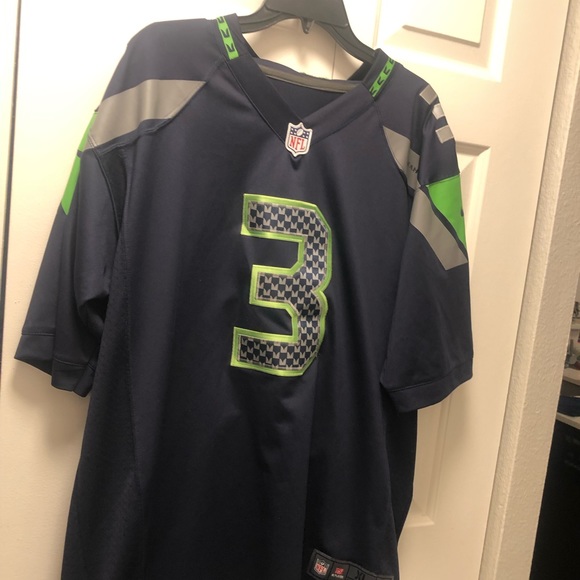 Nike On Field NFL Authentic Seattle Seahawks #3 Wilson Fan men's Blue Jersey - Picture 3 of 15